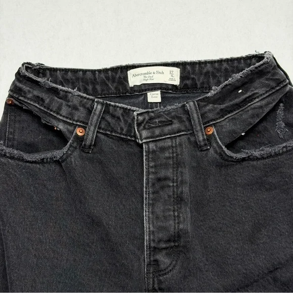 Abercrombie & Fitch Dad High Rise Curve Love Jeans Women’s 27/4S Black Straight - Picture 3 of 11